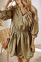 Guacamole Green Collared V Neck Smocked High Waist Mini Dress